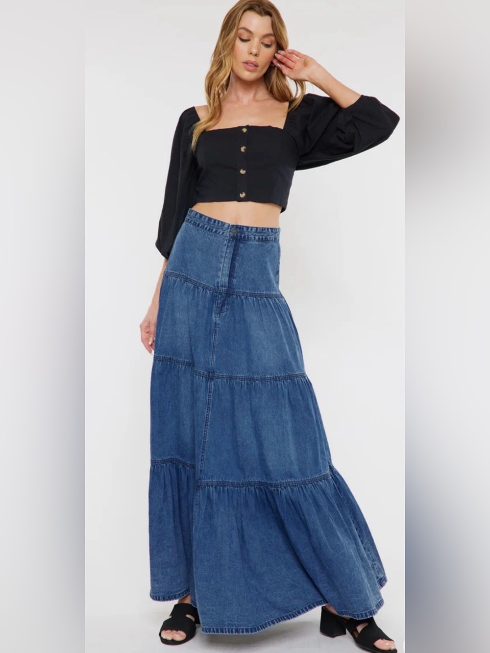 KanCan Westen Tiered Maxi Skirt